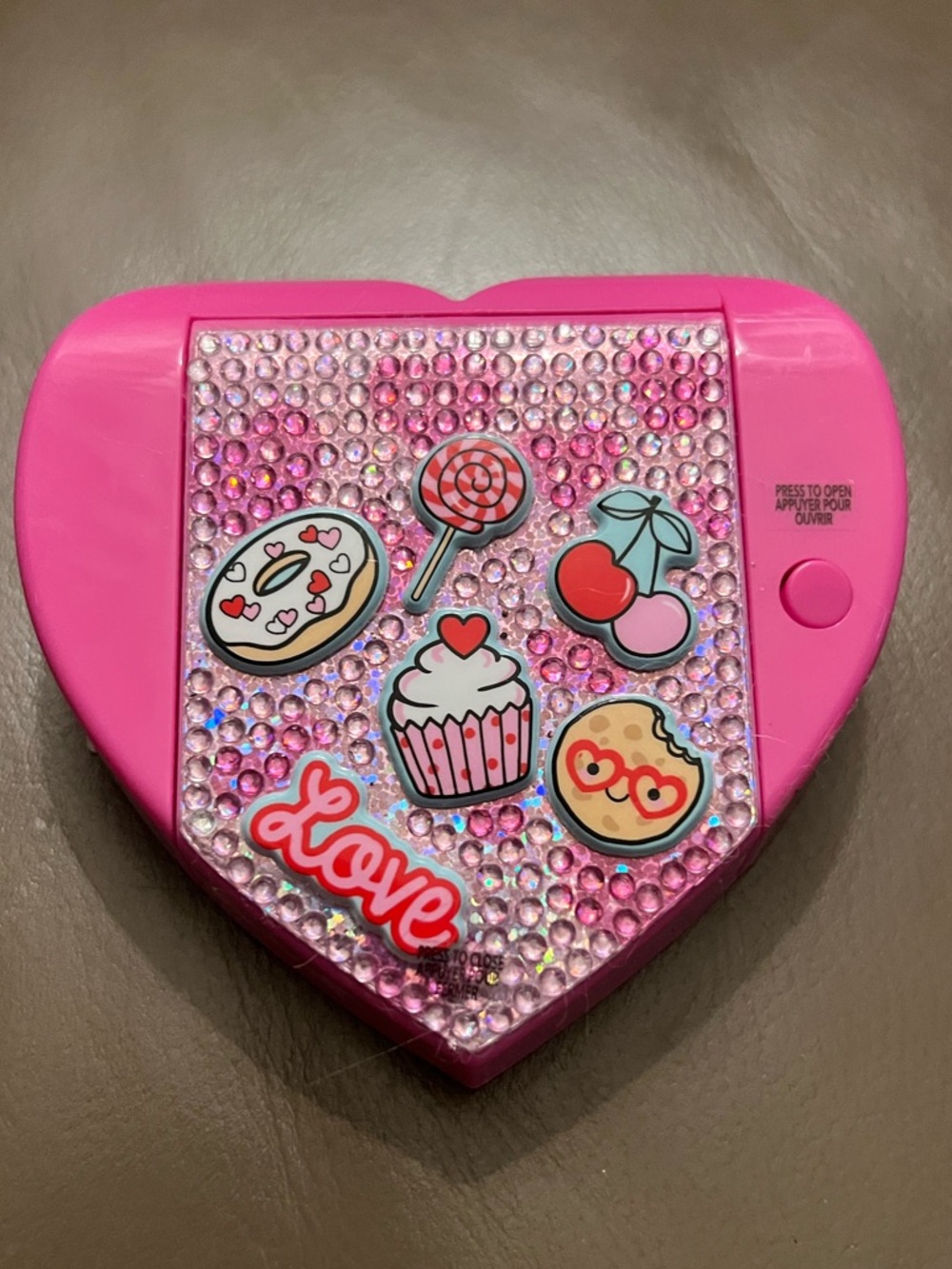 Claire's Hot Pink Heart Lip Balm & Gloss Set with Jewel Accents